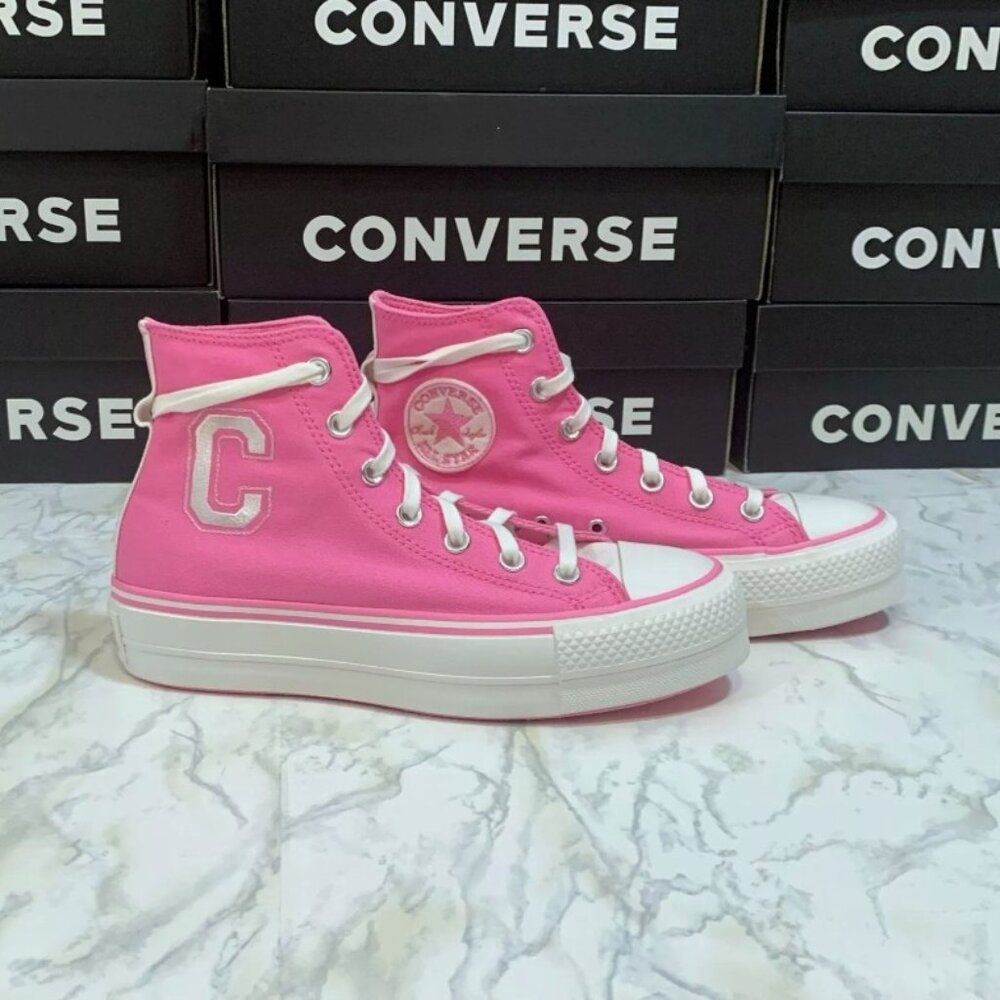 CONVERSE All Star Lift Platform High Top Retro Varsity Pink Women's 7.5 Barbie